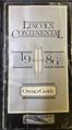 1986 Lincoln Continental Owner's Manual Original